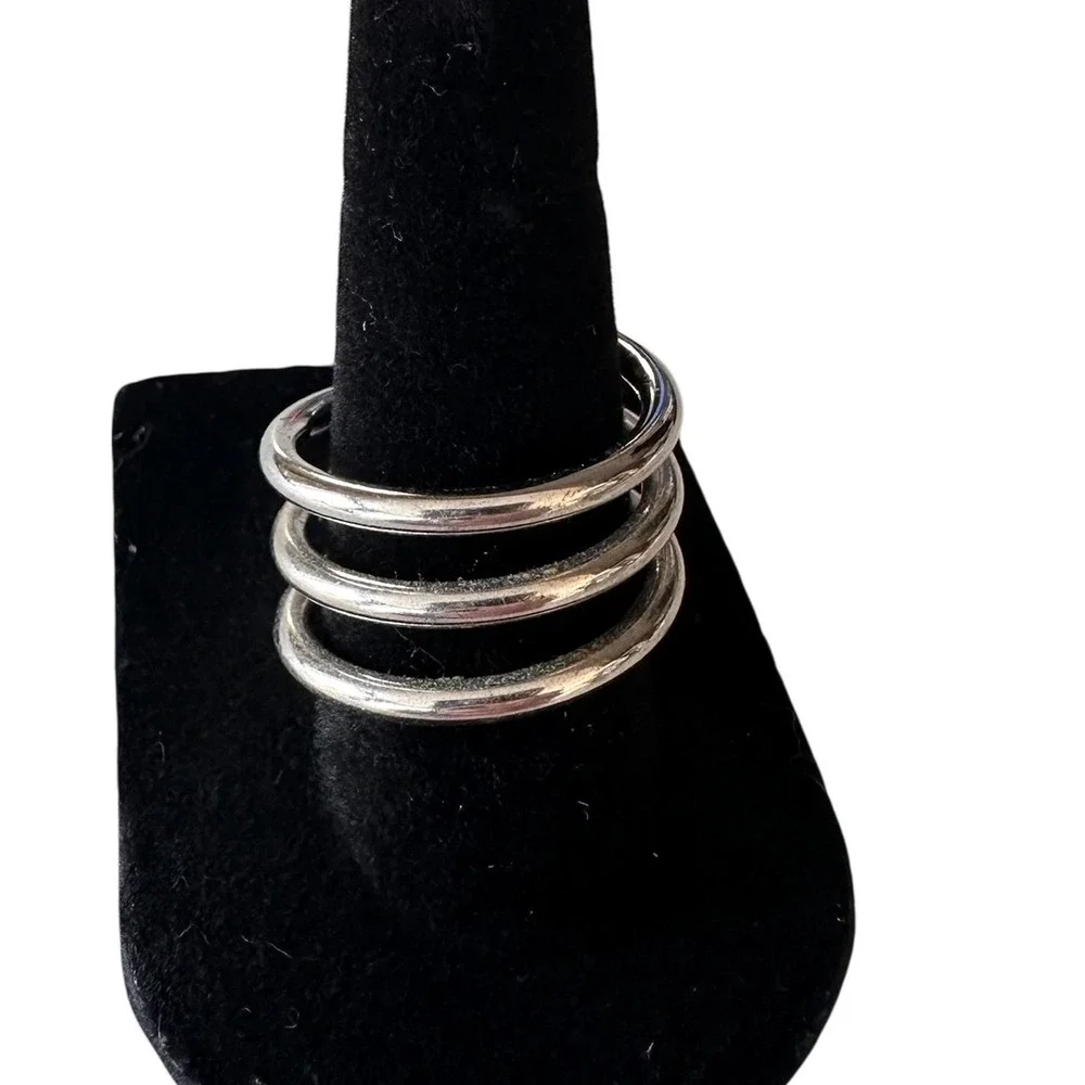 Unbranded Spiral Wrap Ring Womens Size‎ 8 Silver Excellent Multi Band Statement